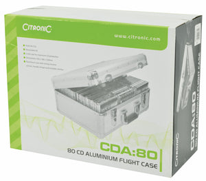 Citronic CDA:80 Aluminium Lockable CD Flight Case (Holds 80 CDs)