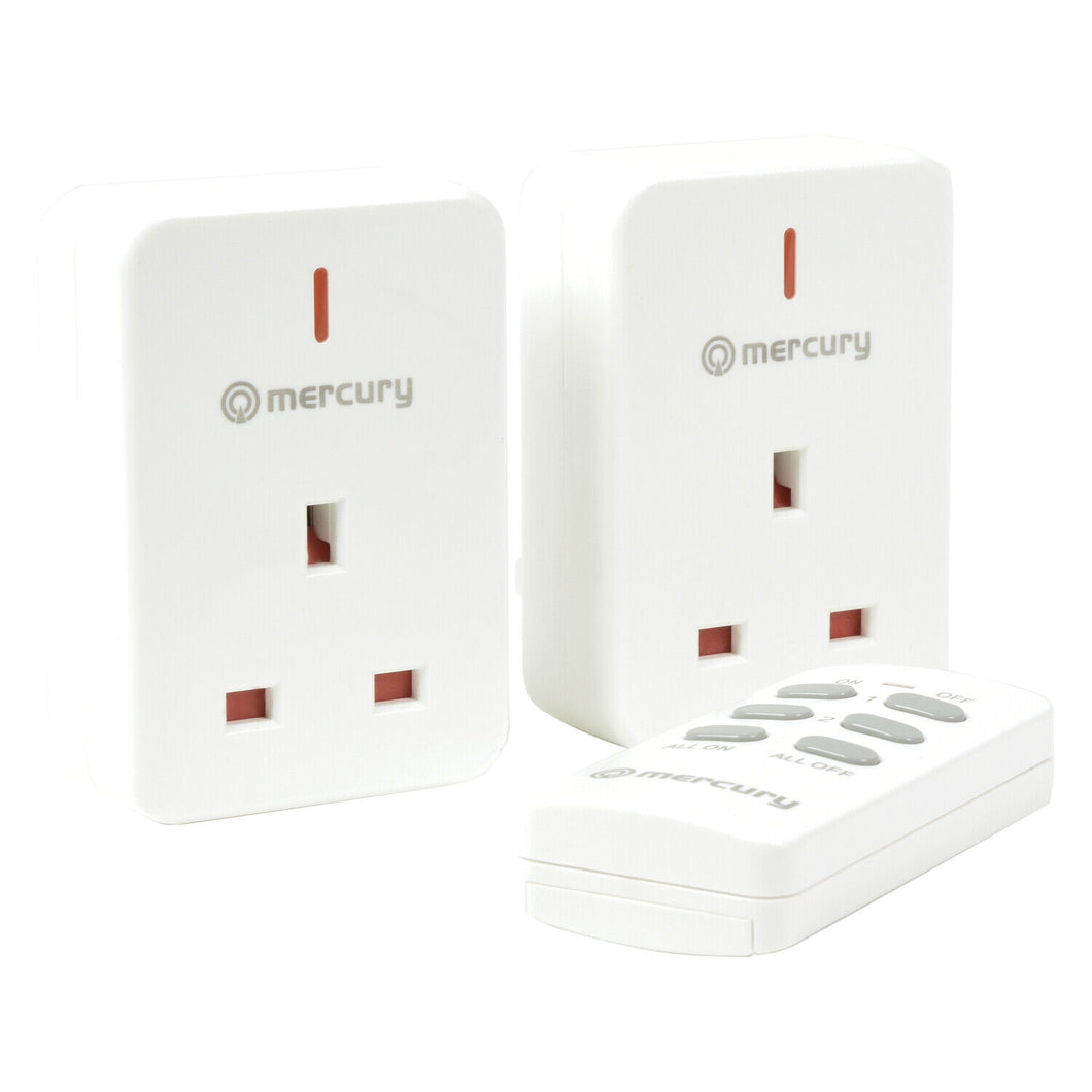 Mercury Wireless Remote Control Mains Sockets - Set of 2