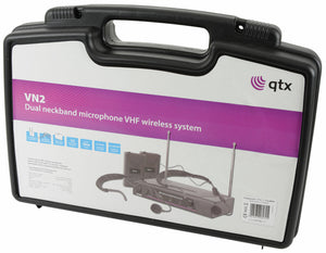 QTX Dual Handheld VHF VH2 Pro Microphone System in Carry Case 173.8 + 174.8MHz