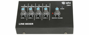 QTX LM41 4ch Stereo Mini Mixer Line Level Studio Karaoke DJ Recording