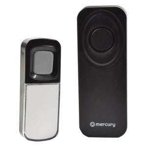 Mercury Wireless Waterproof Doorbell with Portable Chime Black