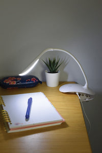LED USB Clip On or Free-Standing Desk Lamp touch control, 3 settings White