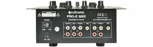 Citronic PRO-2 MKII 2-Channel 5-Input 2-Band EQ DJ Mixer Phono or Line or Mic