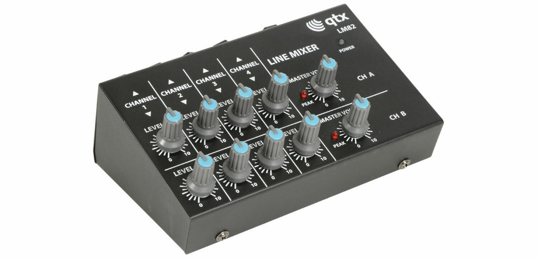 QTX LM82 4ch Stereo Mini Mixer Line Level Studio Karaoke DJ Recording