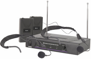 QTX Dual Handheld VHF VH2 Pro Microphone System in Carry Case 173.8 + 174.8MHz