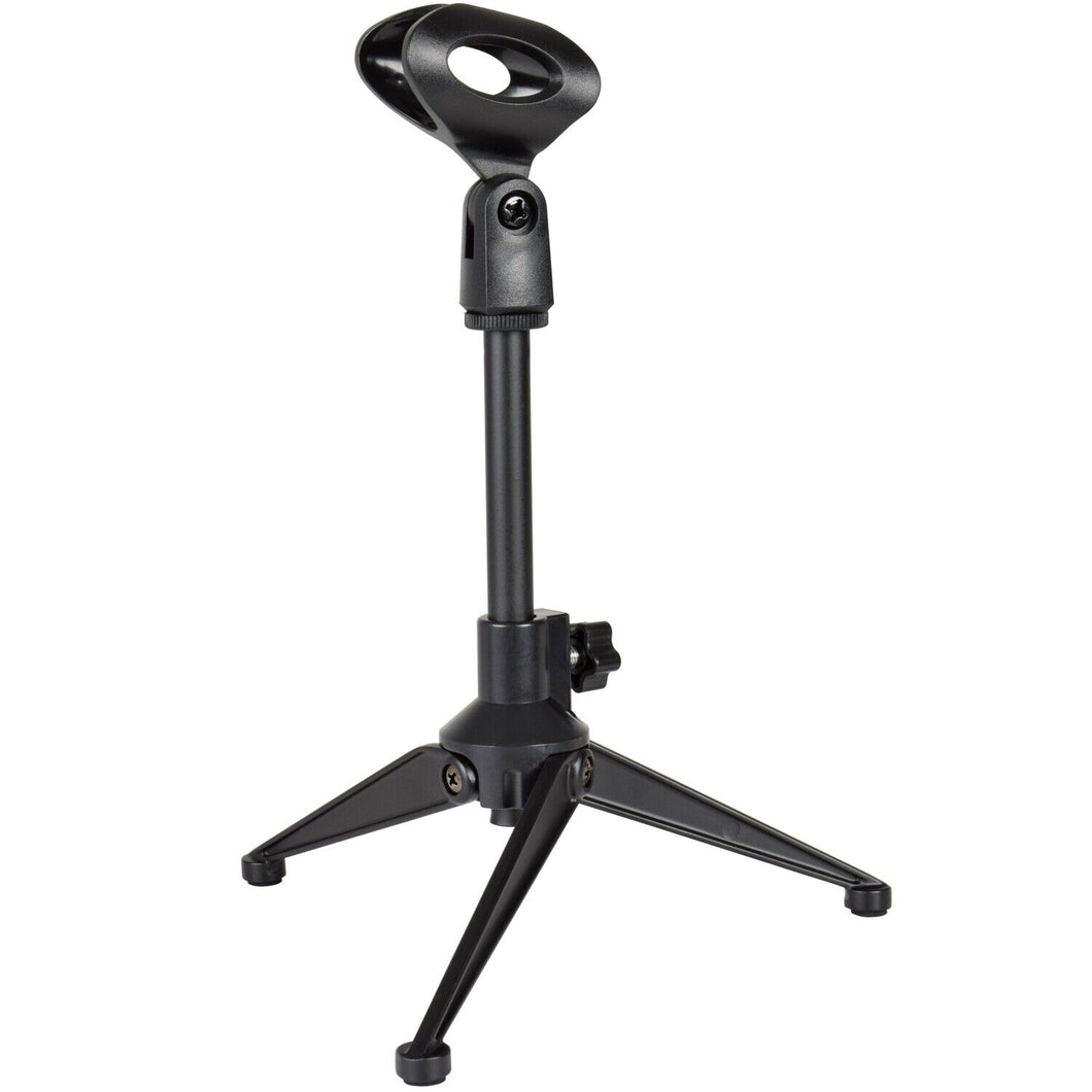 QTX Desktop Table Adjustable Metal Tripod Microphone Mic Stand Holder With Clip