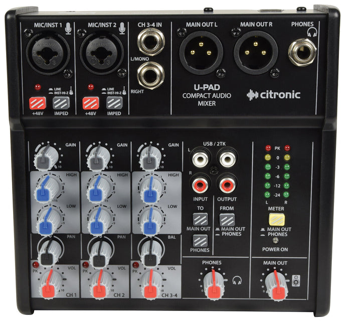 Citronic U-PAD Compact Mixer with USB Audio Interface