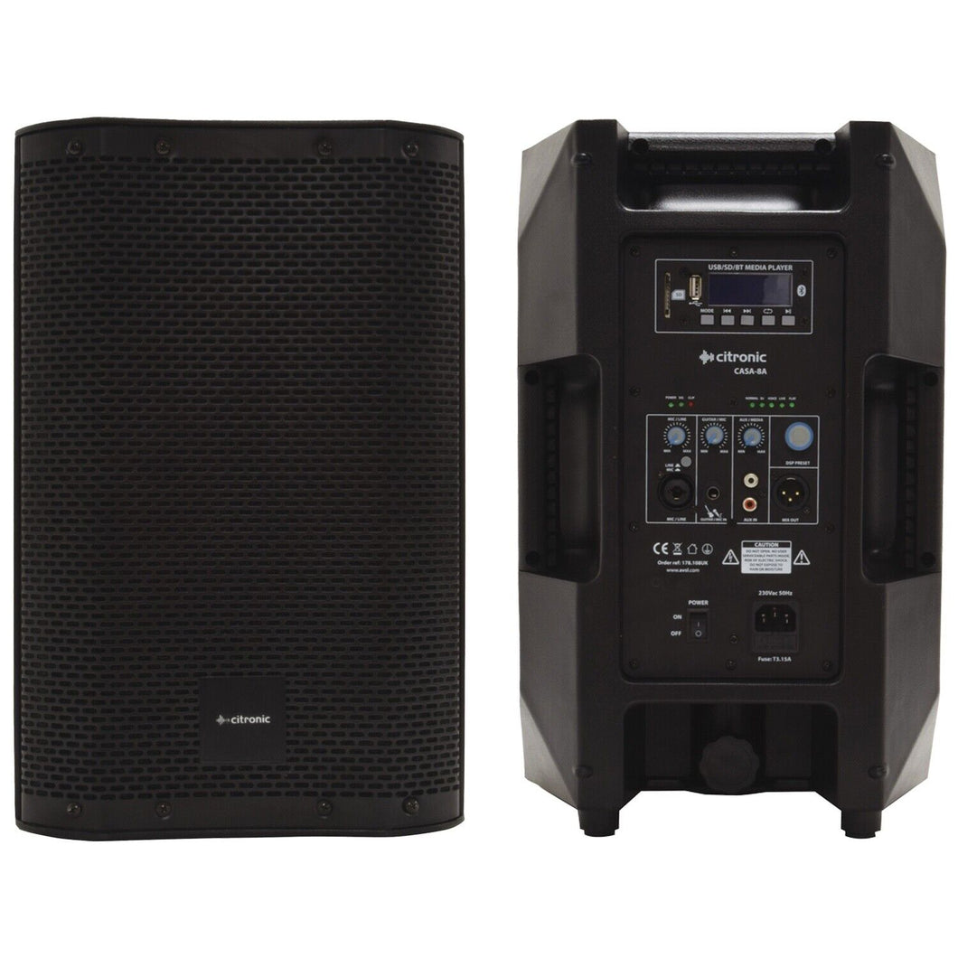 Citronic CASA-8A Bluetooth Speaker Active Cab 8