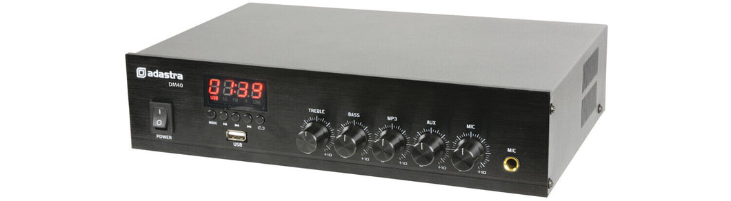 ADASTRA DM40 DIGITAL 100V MIXER-AMP 25W W/ USB/FM, DIGITAL AMPLIFIER & BLUETOOTH