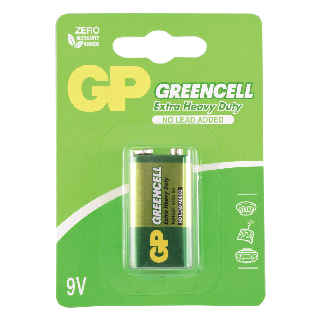 GP Greencell Extra Heavy Duty 9V Battery PP3 with No Lead Added Zinc Chloride
