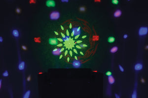 QTX Surge 4-in-1 LED + Laser Effect DJ Lighting Disco Strobe Derby inc Remote