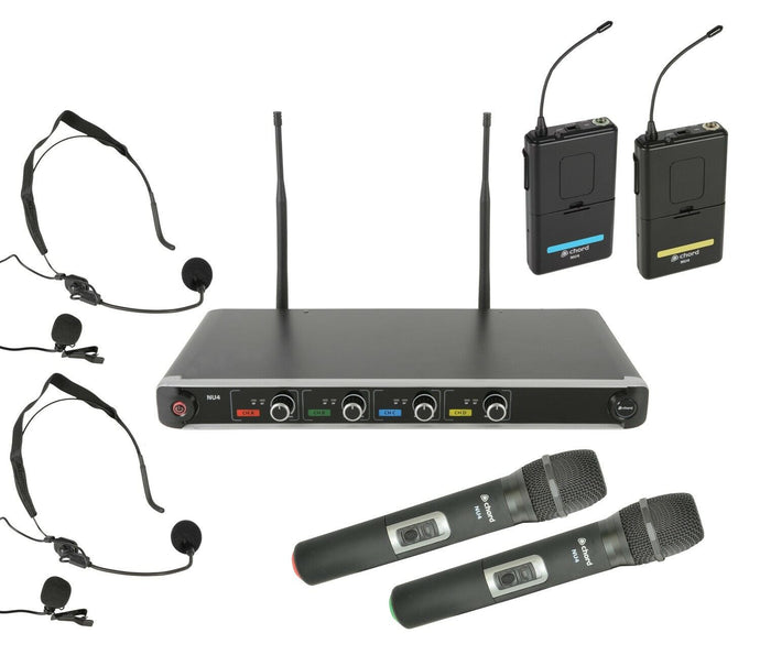 Chord NU4-C Quad UHF System - Combo 2 hand + 2 beltpack UHF Wireless Mic system