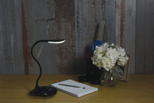 Load image into Gallery viewer, Lyyt Compact Black LED USB Desk Lamp Gooseneck Battery Touch Control