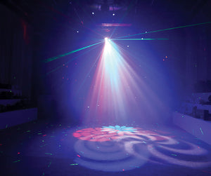 QTX Gobo Starwash Multi 3 in 1 Laser Light Colour Wash DJ Disco Effect + Remote