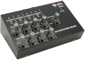 QTX 8 Channel Mini Mono Microphone Mixer