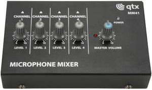 QTX 4 Channel Mini Mono Microphone Mixer
