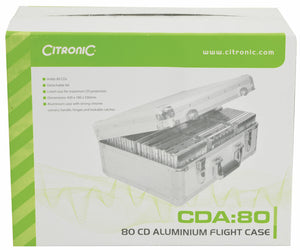 Citronic CDA:80 Aluminium Lockable CD Flight Case (Holds 80 CDs)