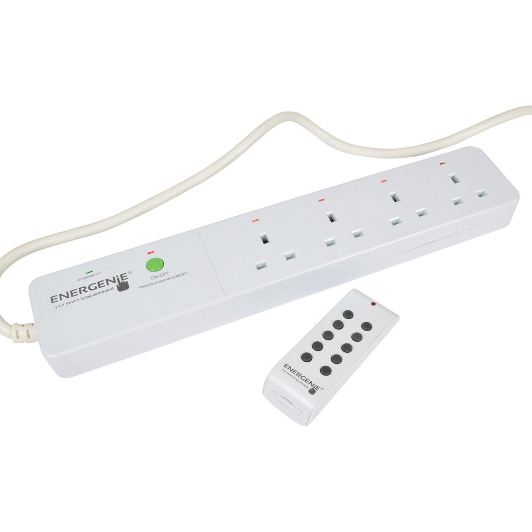 ENERGENIE 4 Gang Extension with Remote Control With Surge Protection