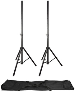 2 x QTX Heavy Duty Steel Speaker Stand Kit with Bag