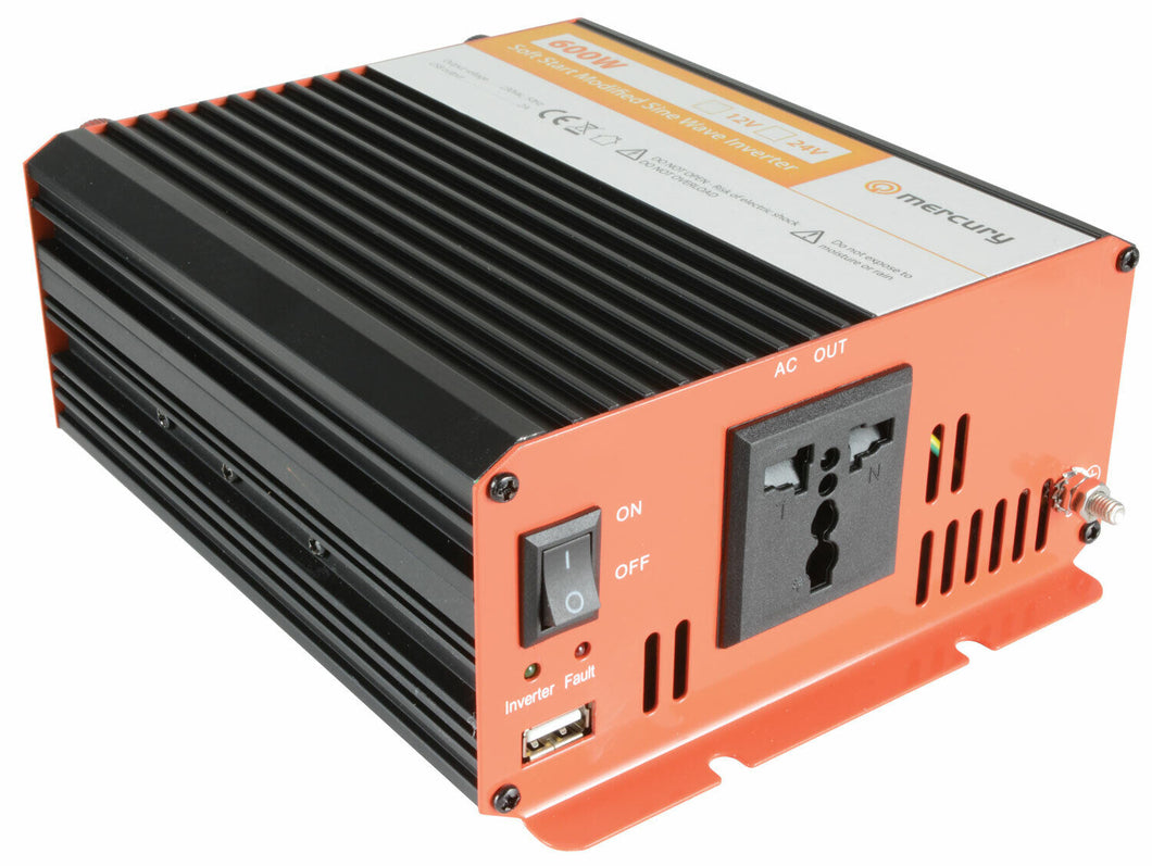 Mercury 12v 600w Soft Start Modified Sine Wave Inverter