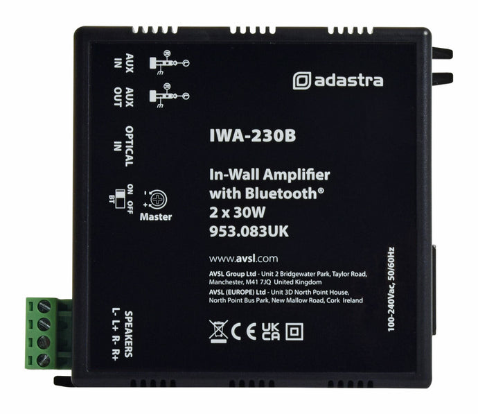 Adastra IWA230B In-wall Amplifier with Bluetooth 2 x 30W