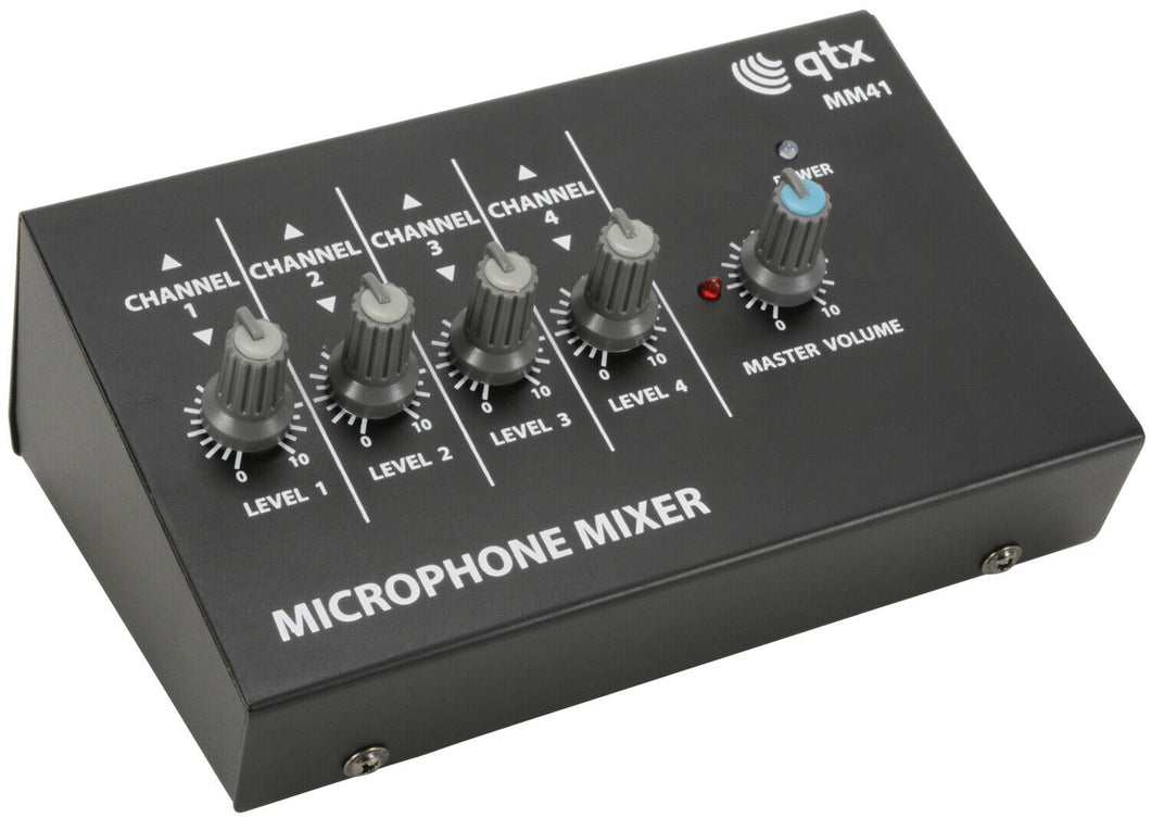 QTX 4 Channel Mini Mono Microphone Mixer