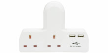 Load image into Gallery viewer, 2 Way UK Mains Adaptor with Dual USB Ports