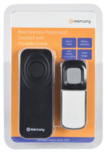 Load image into Gallery viewer, Mercury Wireless Waterproof Doorbell with Portable Chime Black