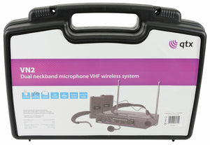 QTX Dual Handheld VHF VH2 Pro Microphone System in Carry Case 173.8 + 174.8MHz
