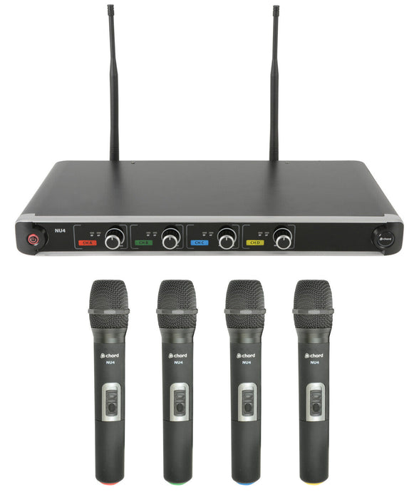 Chord NU4-H Quad Handheld 4 Channel Speech Church UHF Wireless Microphone System