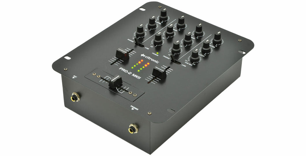 Citronic PRO-2 MKII 2-Channel 5-Input 2-Band EQ DJ Mixer Phono or Line or Mic